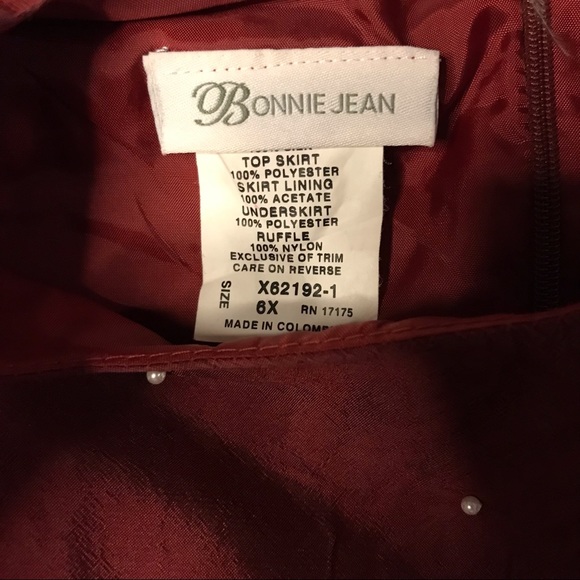 Bonnie Jean Girls Silk Dress Maroon Burgandy 6X Zips Lined Dressy Formal   [B] - Picture 4 of 4